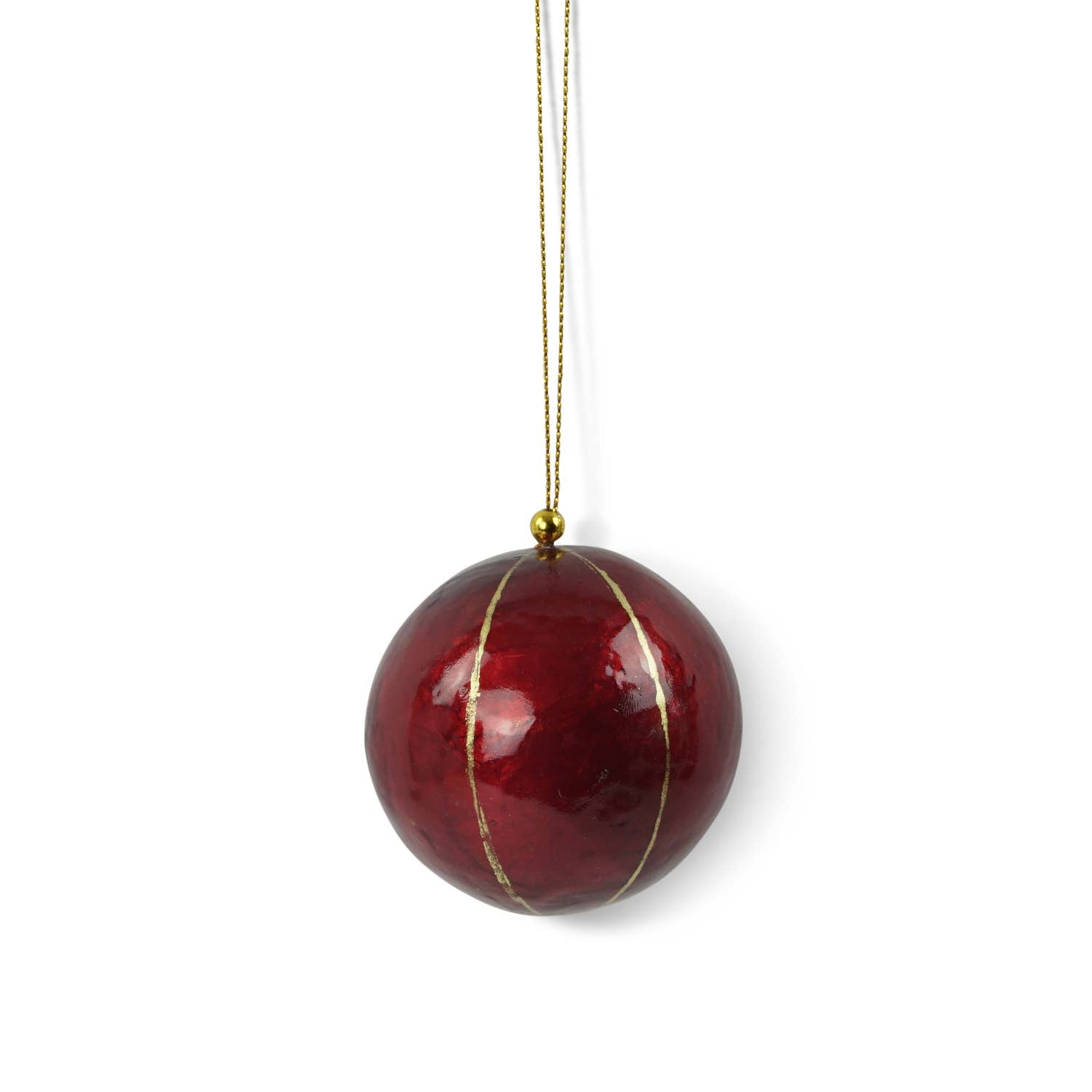 Kinta Pallina di Natale con cappuccio, strisce e dettagli dorati, 6 cm: Arabic Red