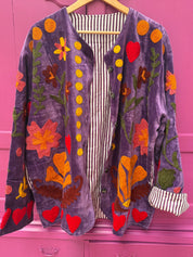 ToutVintage Giacca di velluto LOVE viola: Stripes