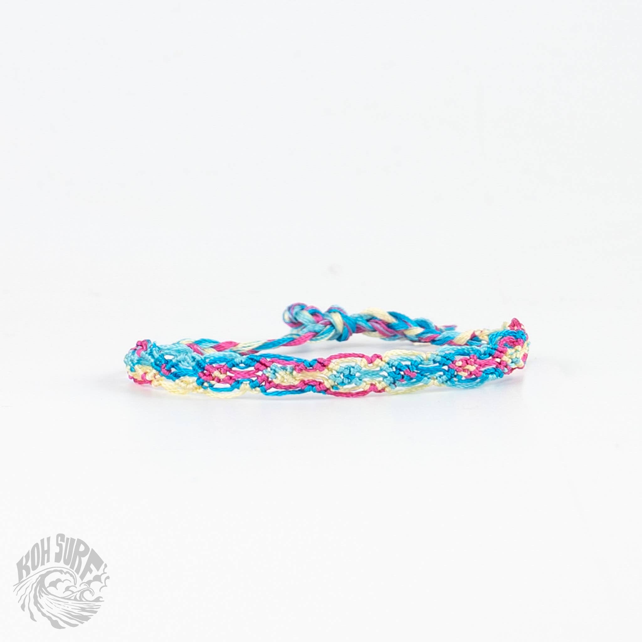 Pineapple Island Bracciale in cotone e seta tessuto a mano di Koh Surf: Toni rosa