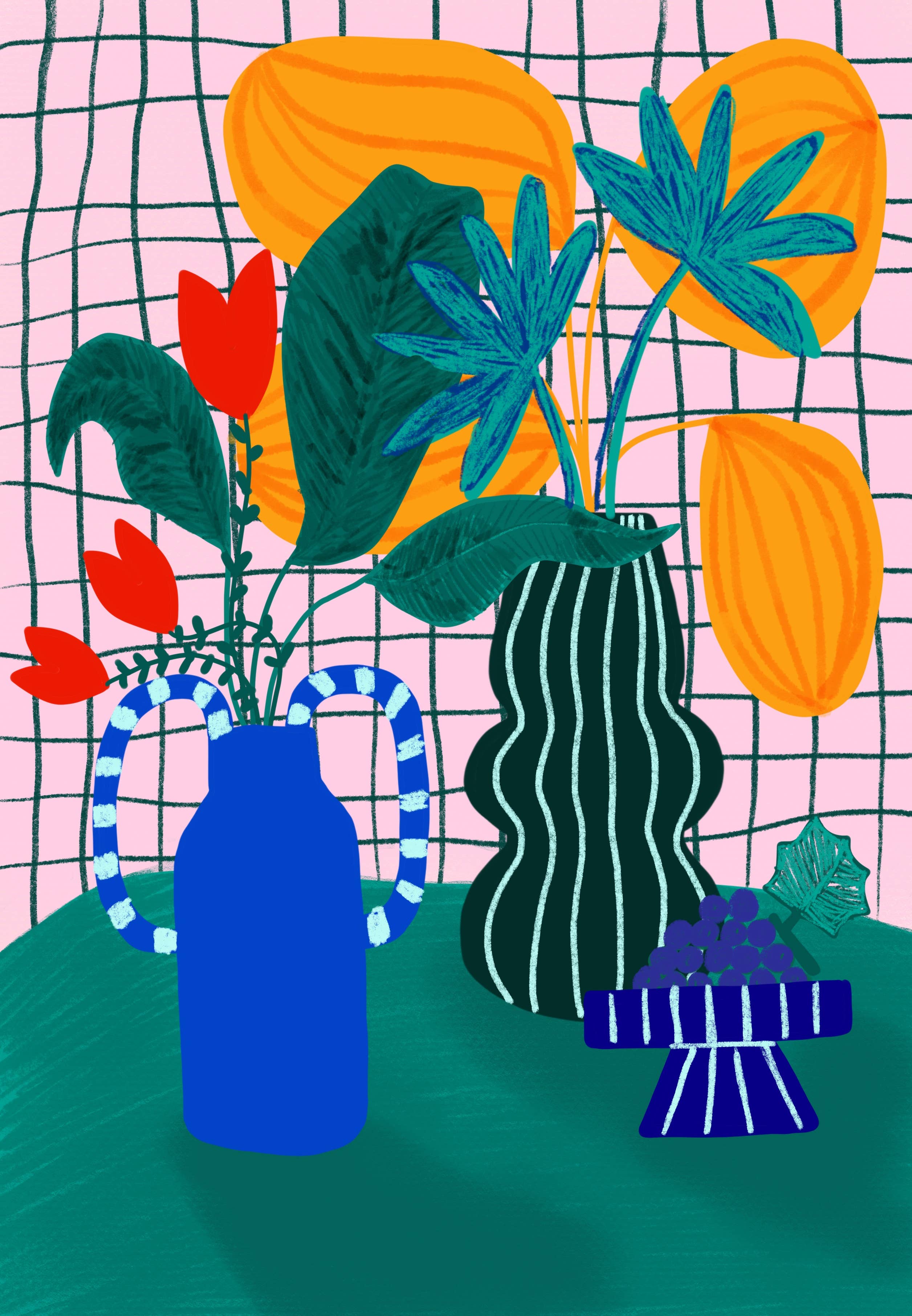 Teresa Rego Stampa d'Arte Fine di Uva e Foglie: A4