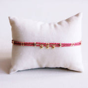 Bazou Bracciale doppio miyuki con 3 mini cuori - magenta