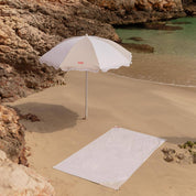 Flamingueo Ombrellone beige con ampie righe e bordo ondulato