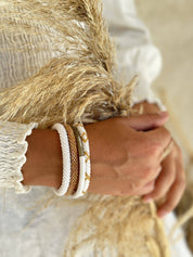 MAISON KIZO Bracciale Nepali bianco opaco