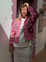 ToutVintage Giacca ricamata in cotone Pantera Rosa