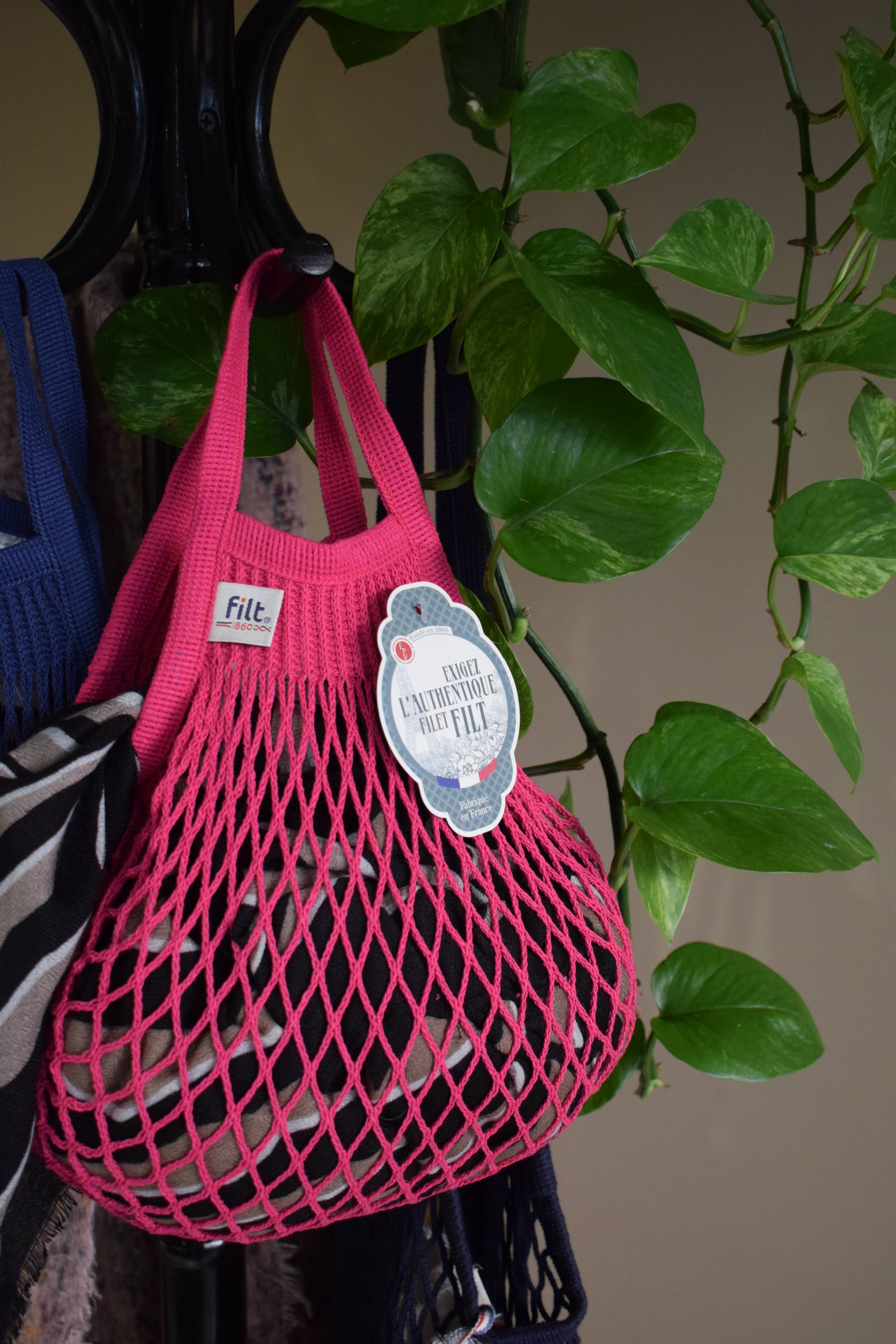 Filt1860 Borsa rete mini per la spesa color lampone