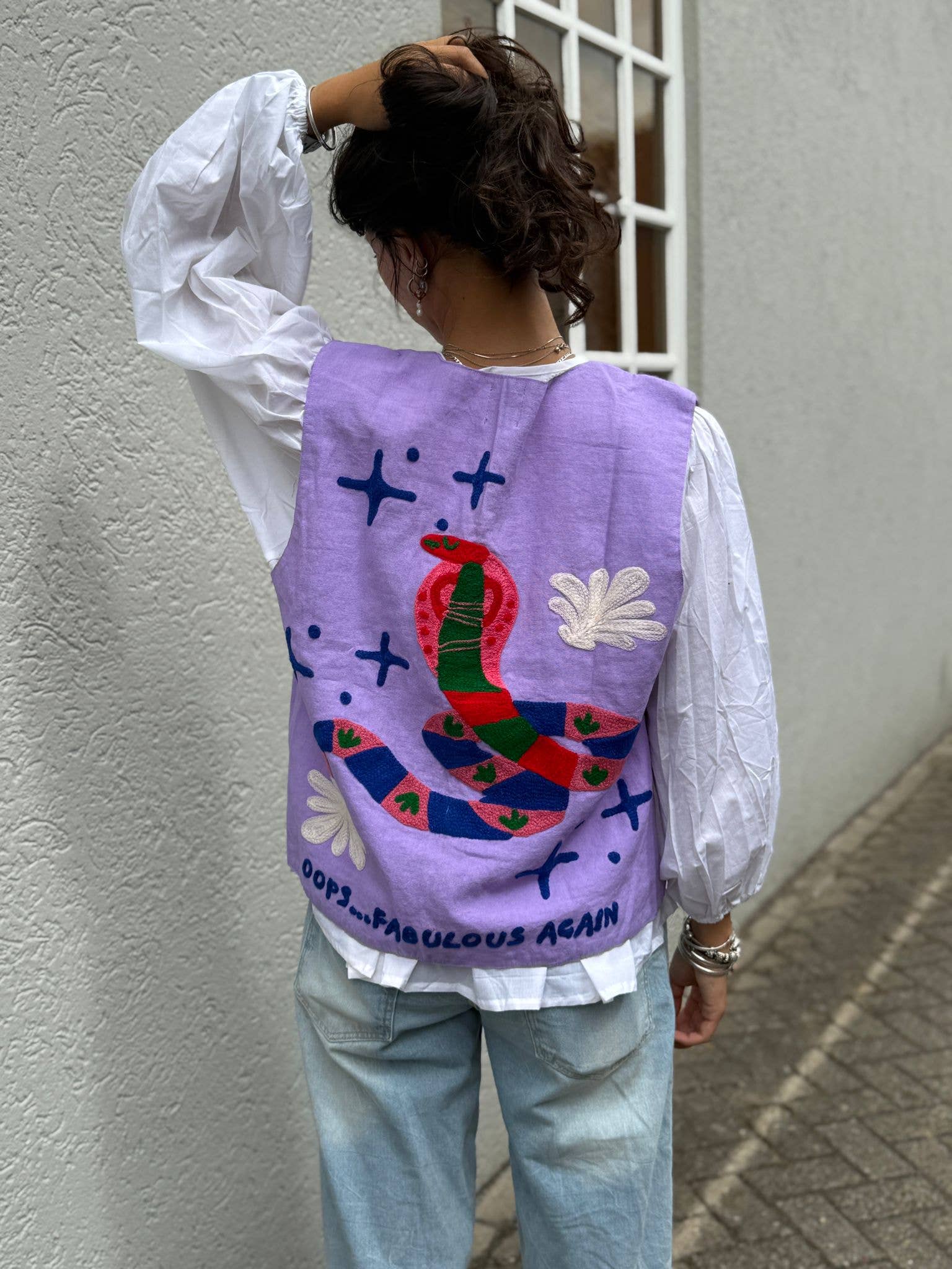 ToutVintage Gilet in cotone Suzani Serpente viola