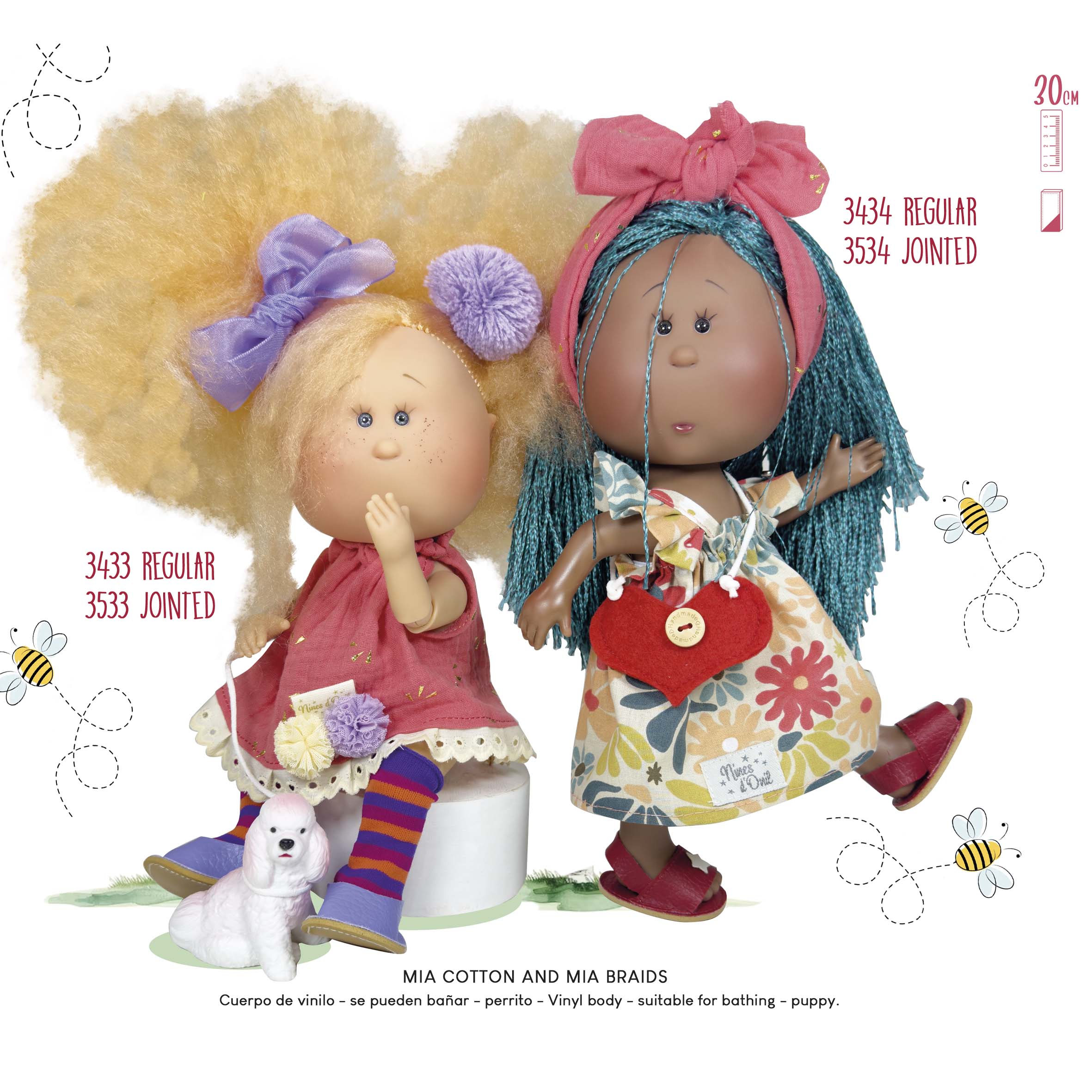 Nines Artesanals d'Onil Dolls BAMBOLA MIA PET CORALLO: ARTICOLATO