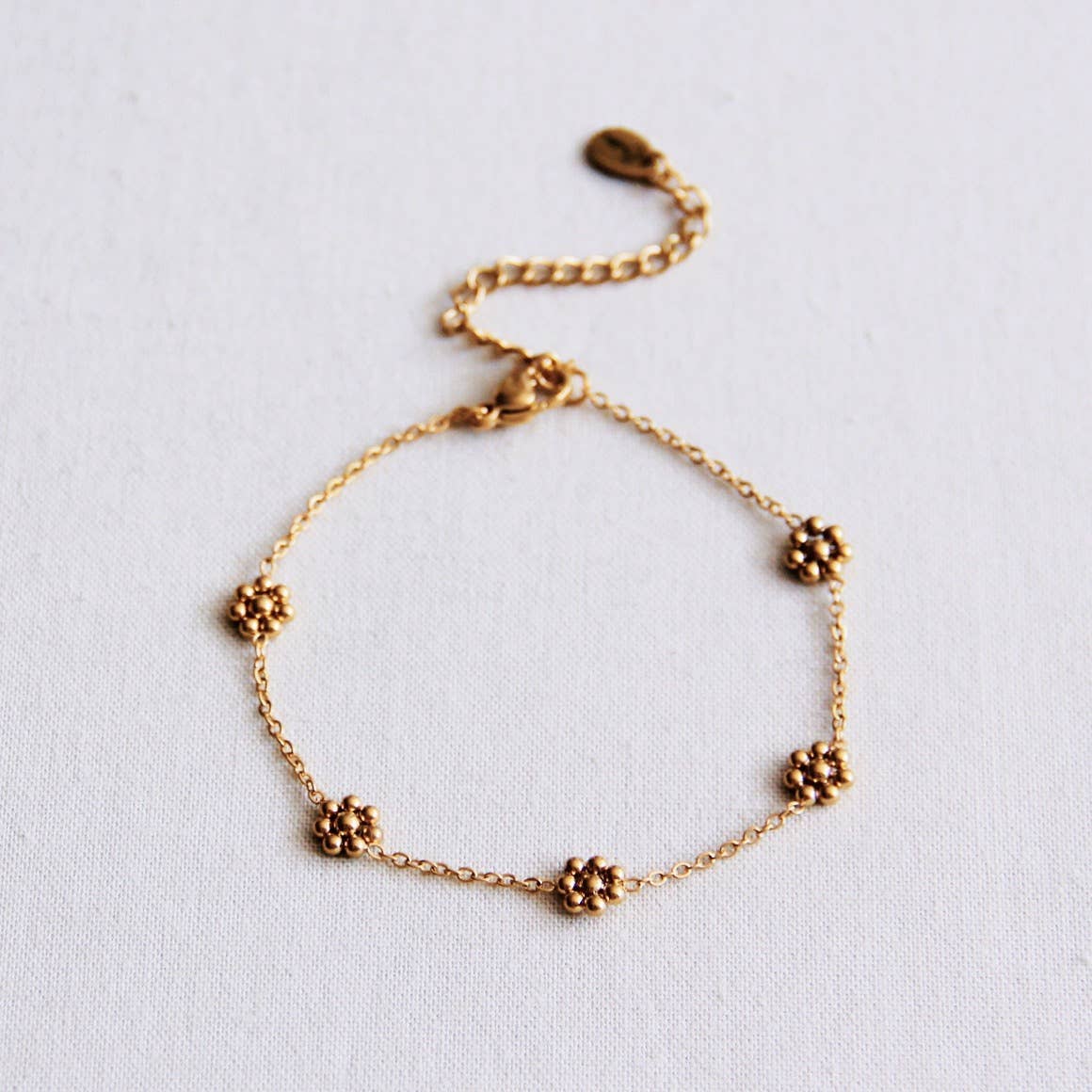 Bazou Bracciale in acciaio inossidabile a forma di margherita fine - oro