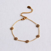 Bazou Bracciale in acciaio inossidabile a forma di margherita fine - oro