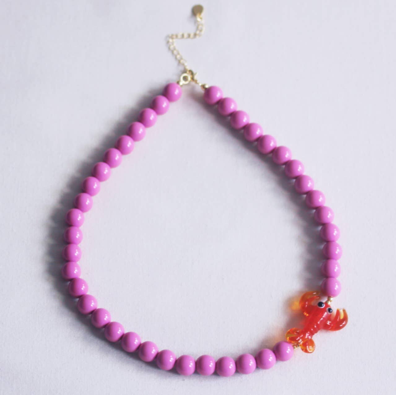 Bazou Collana di perline con chiusura a moschettone - viola