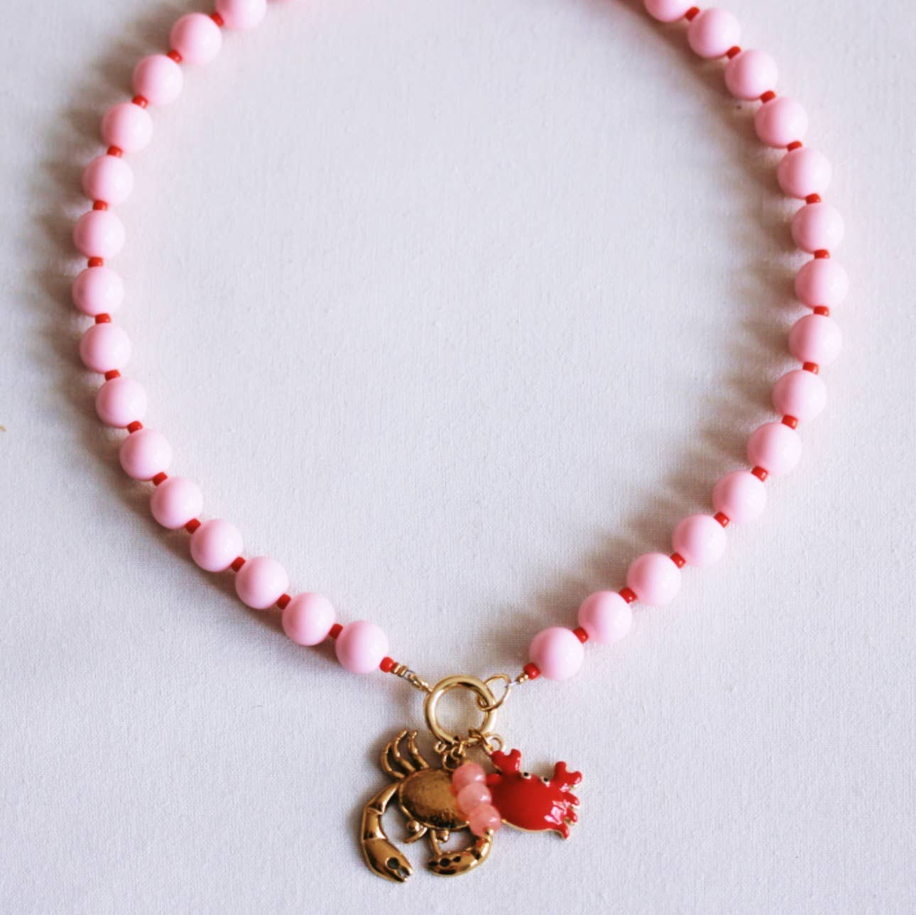 Bazou Collana di perline Miyuki con ciondoli - rosa chiaro/r