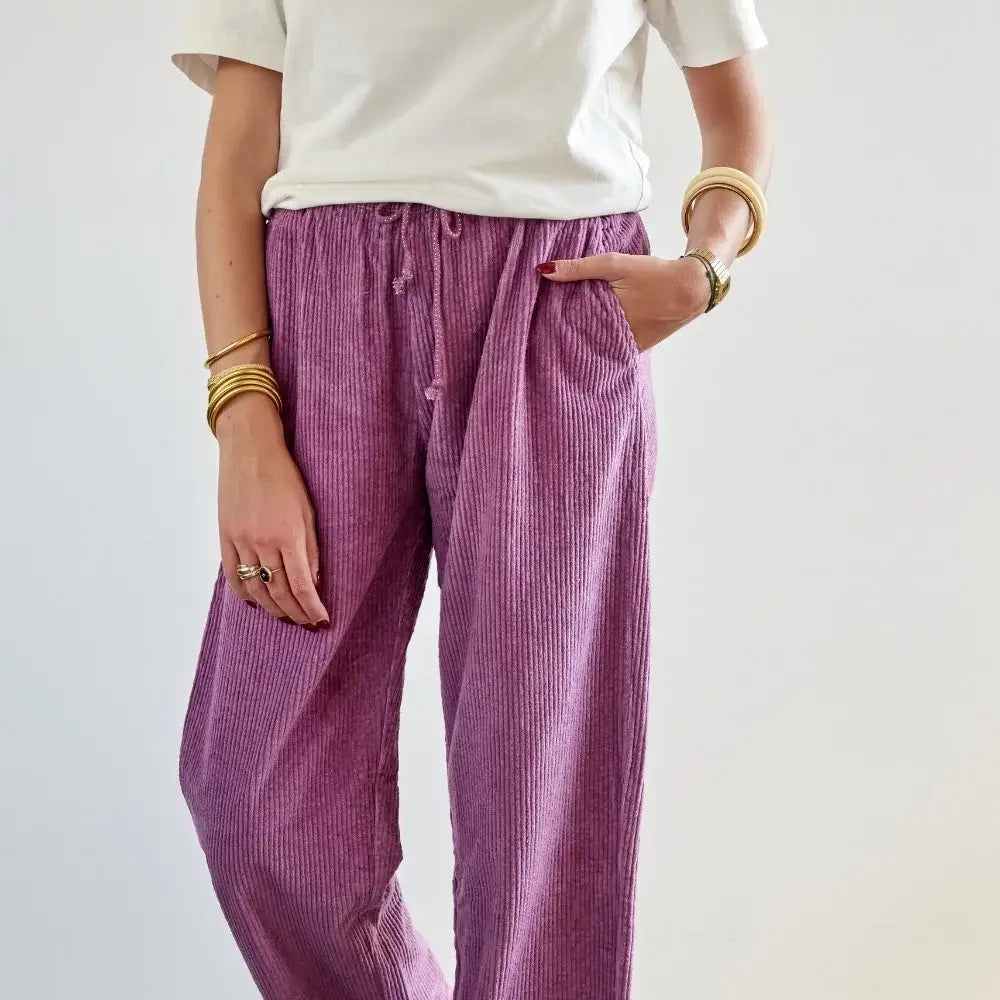 Bonheur du Jour Pantaloni da donna in velluto - Viola
