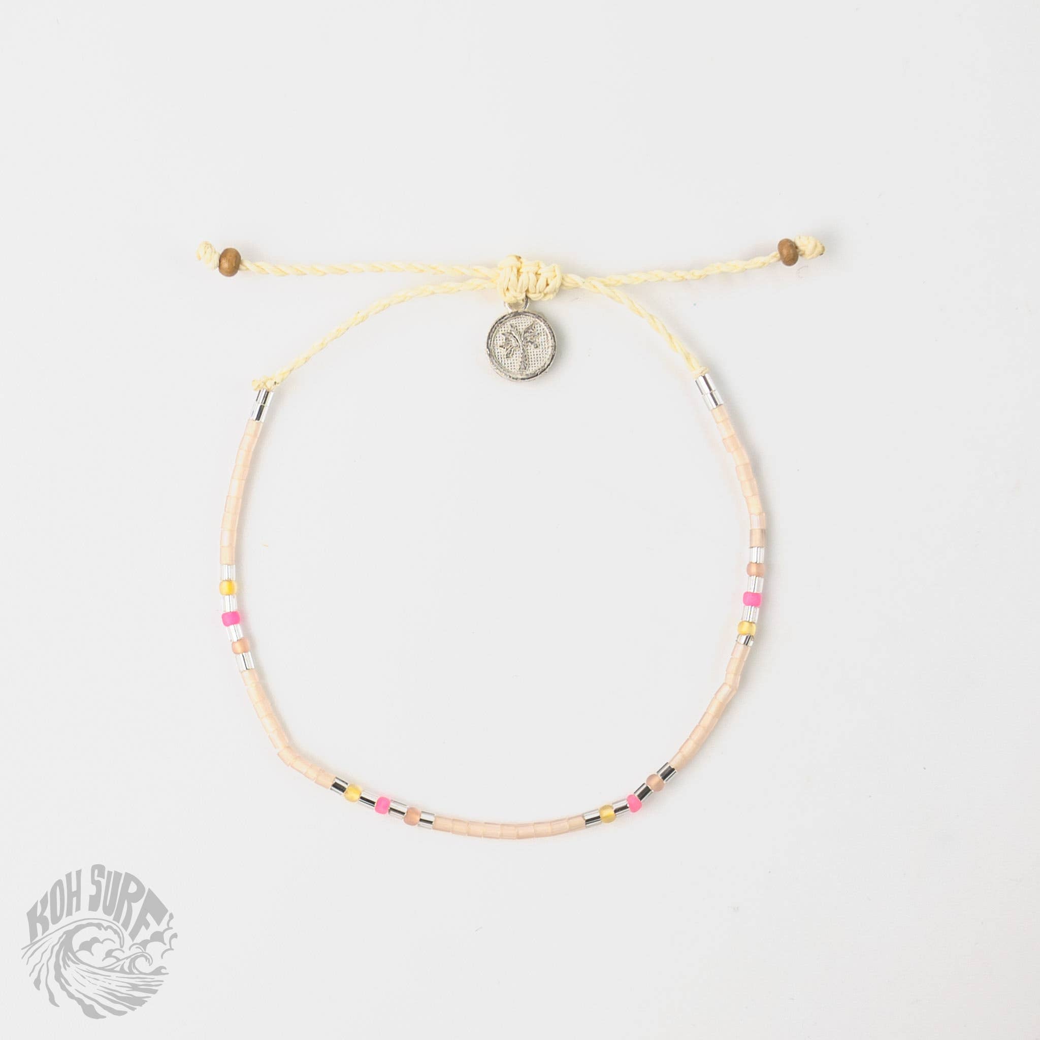 Pineapple Island Cavigliera con perline Nusa Dainty, cavigliera da spiaggia di Koh Surf: Bianco & Oro