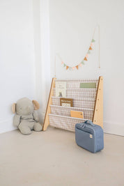 3 Sprouts Libreria per bambini con tessuto riciclato a quadretti - 3 Sprouts: Blu a quadretti