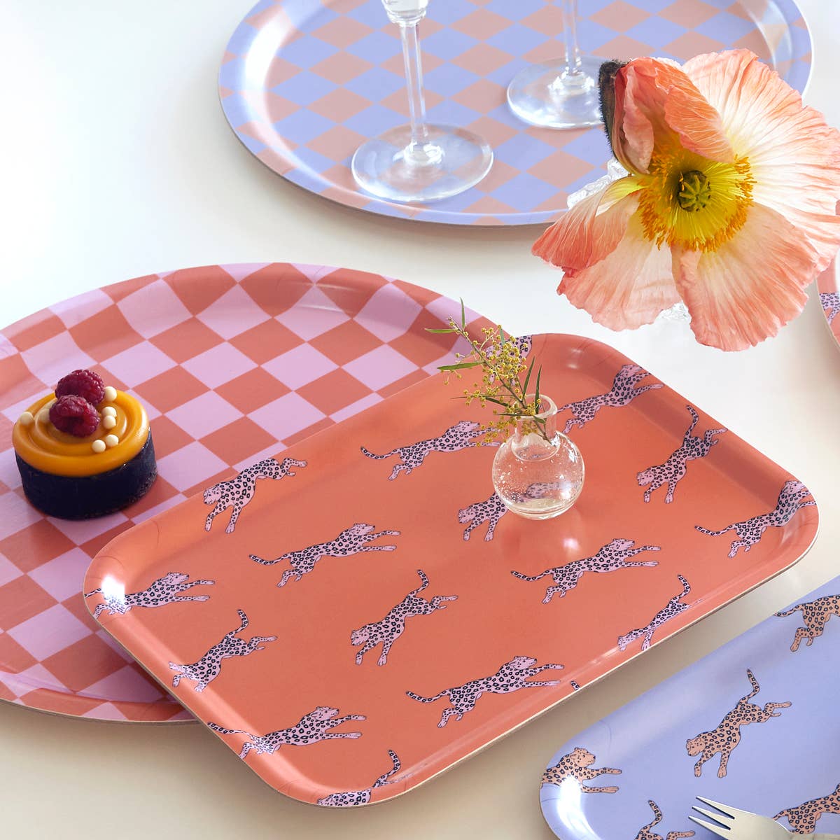 BLU KAT Vassoio da portata leopardato arancione - 27x20 cm