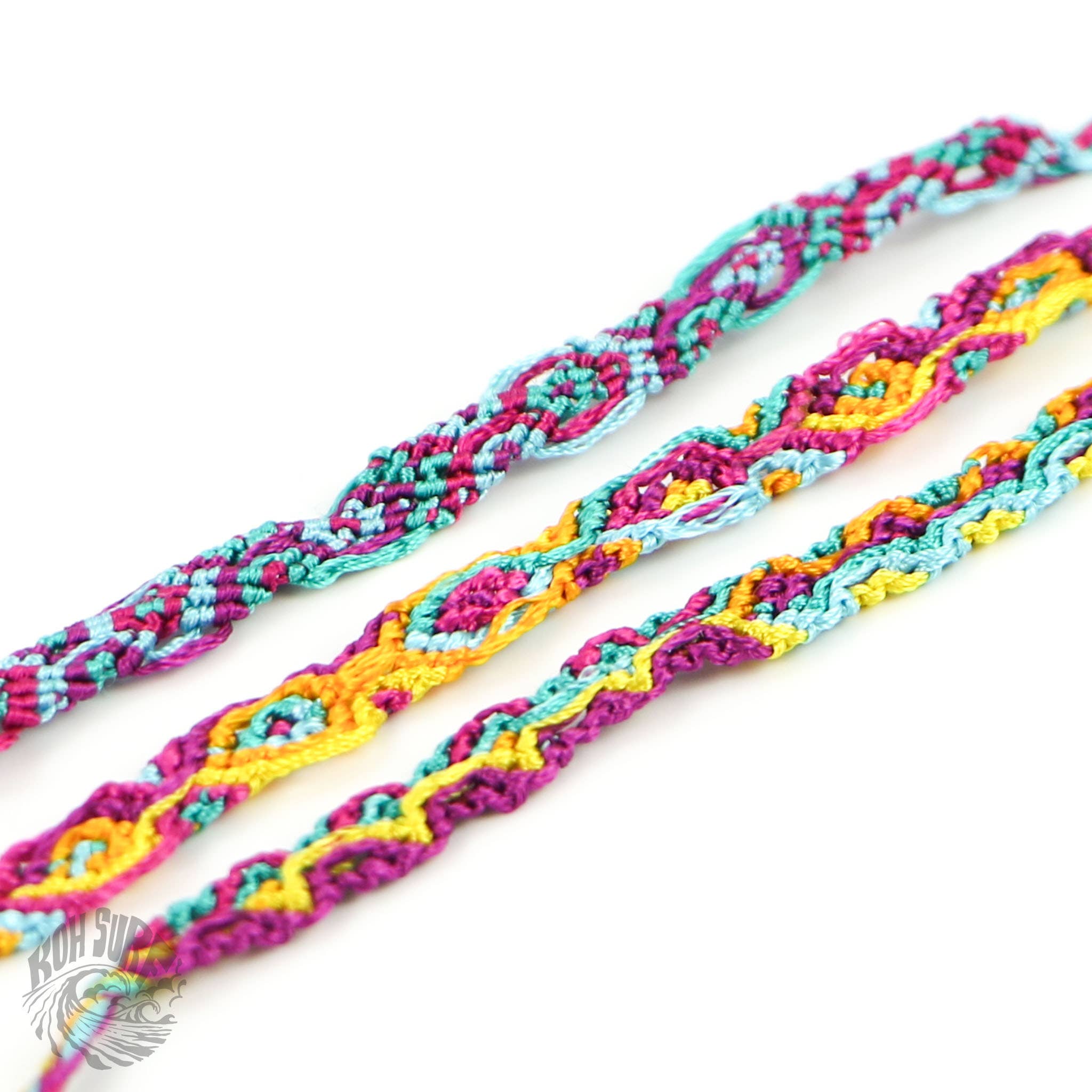 Pineapple Island Bracciale in cotone e seta tessuto a mano di Koh Surf: Toni estivi