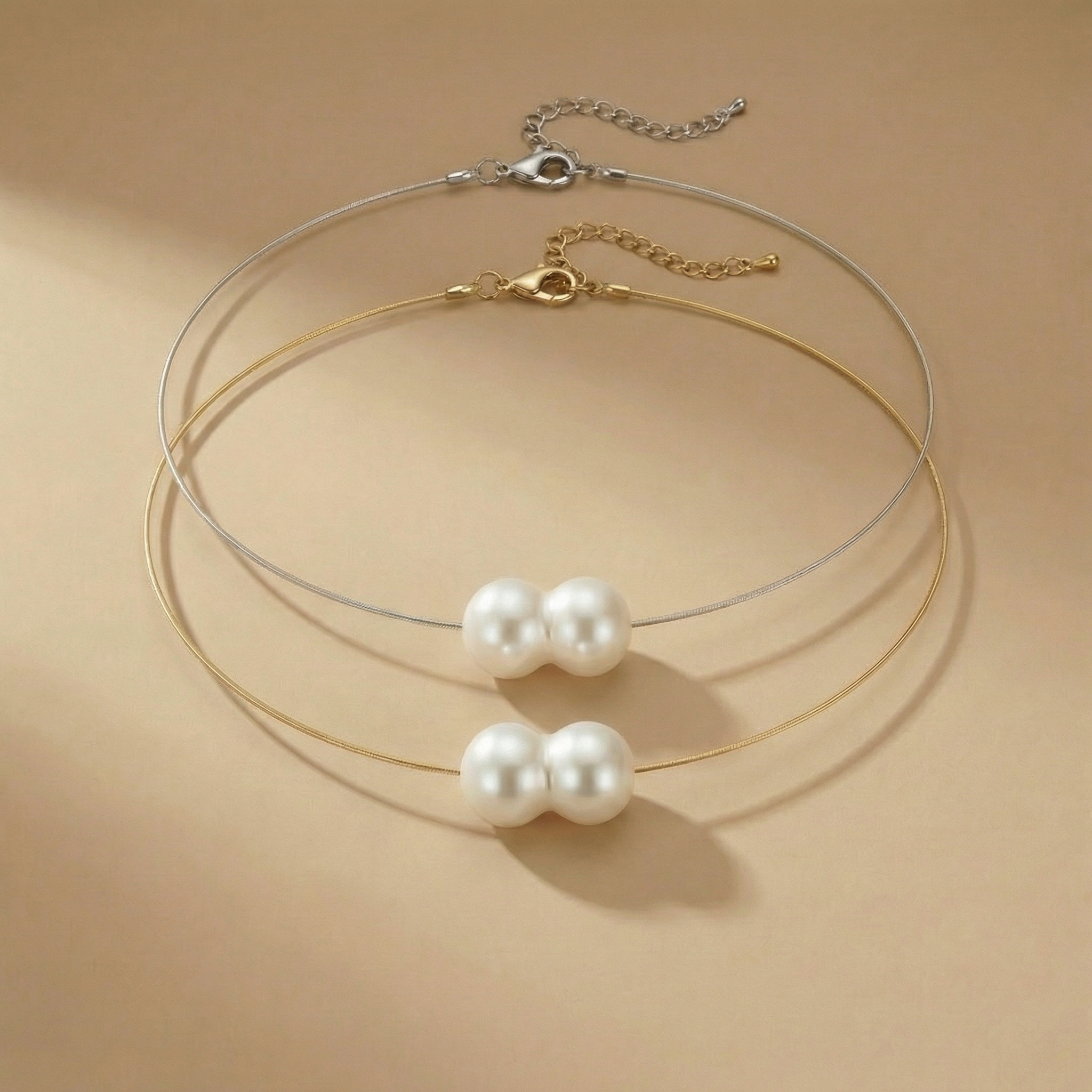 Goupi Lab Collana minimalista con perle d'acqua dolce: Silver
