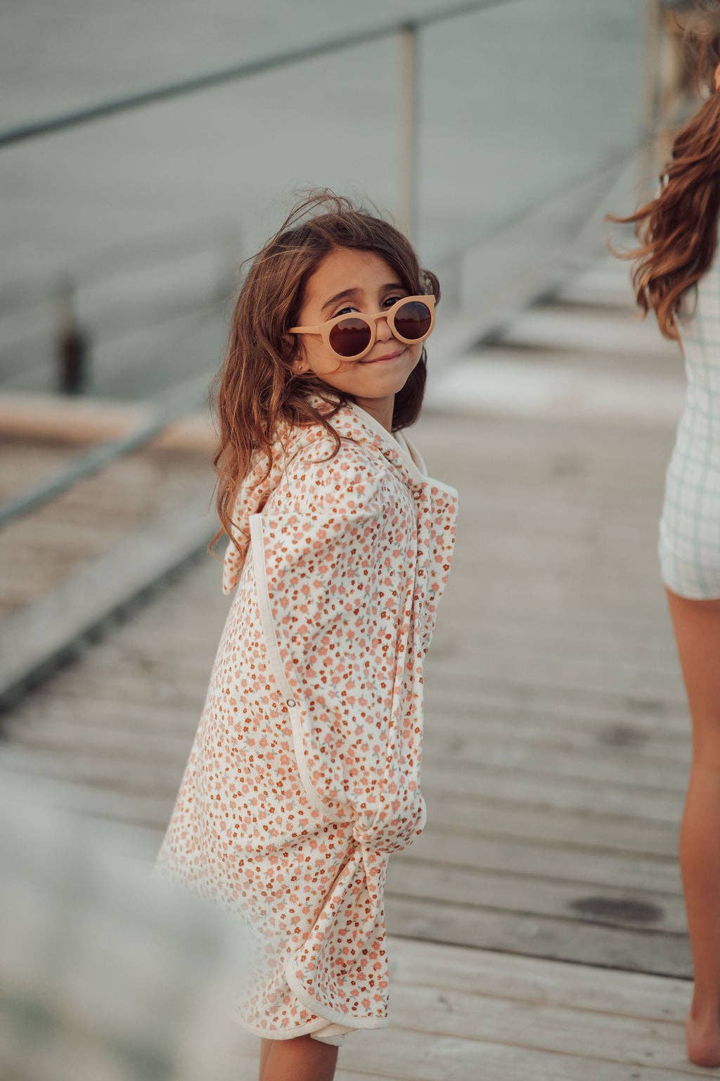GRECH & CO Poncho Asciugamano da Bagno | Cotone Organico - Prato al Tramonto