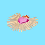 PINK PAMPAS Cuore ex voto messicano artigianale in metallo raggi oro