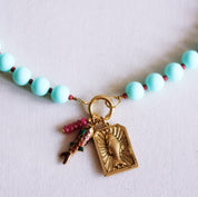 Bazou Collana di perline Miyuki con ciondoli - menta/cerise