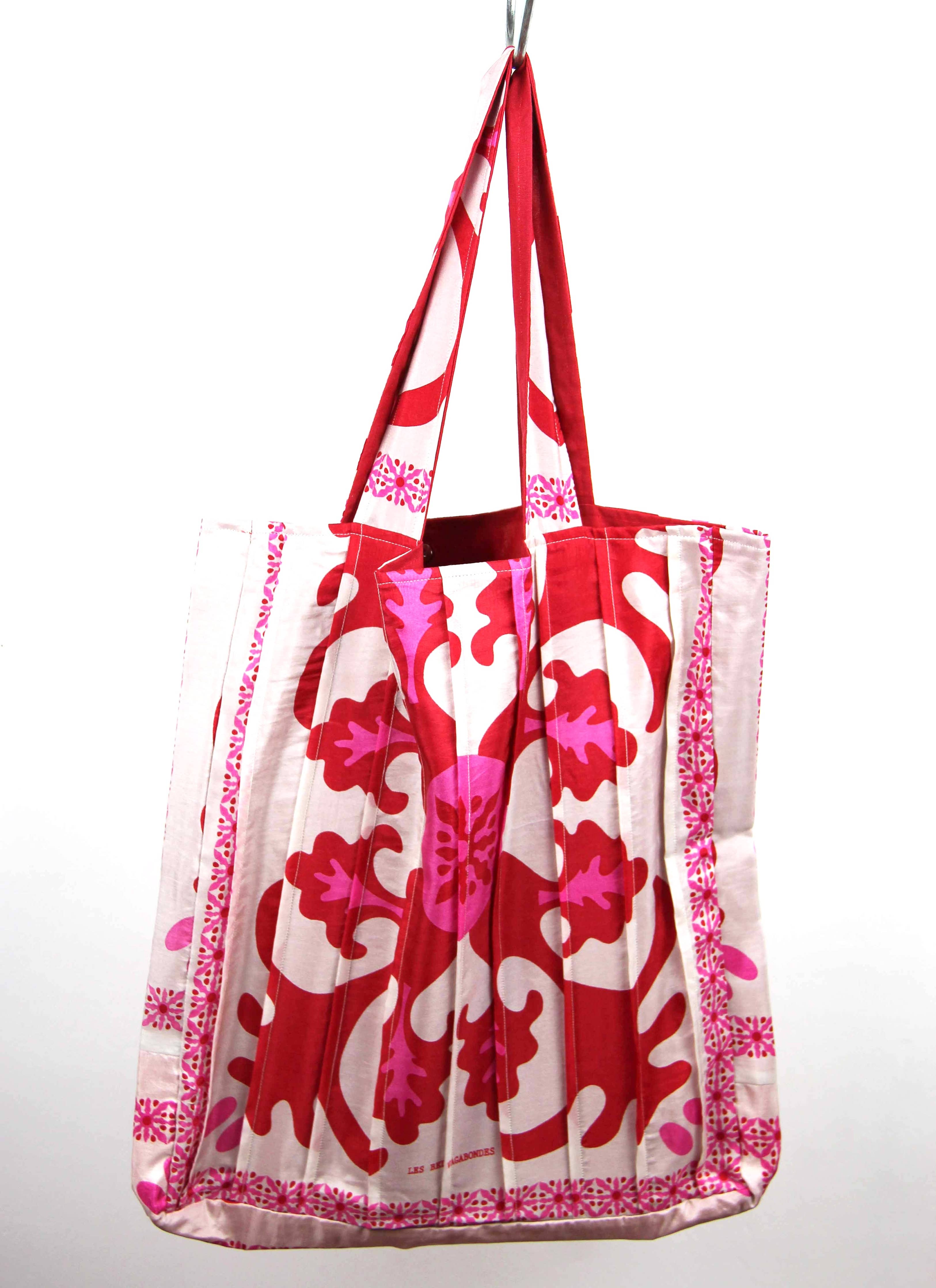 Les Belles Vagabondes Borsa Musette in seta Azzurro Rosso