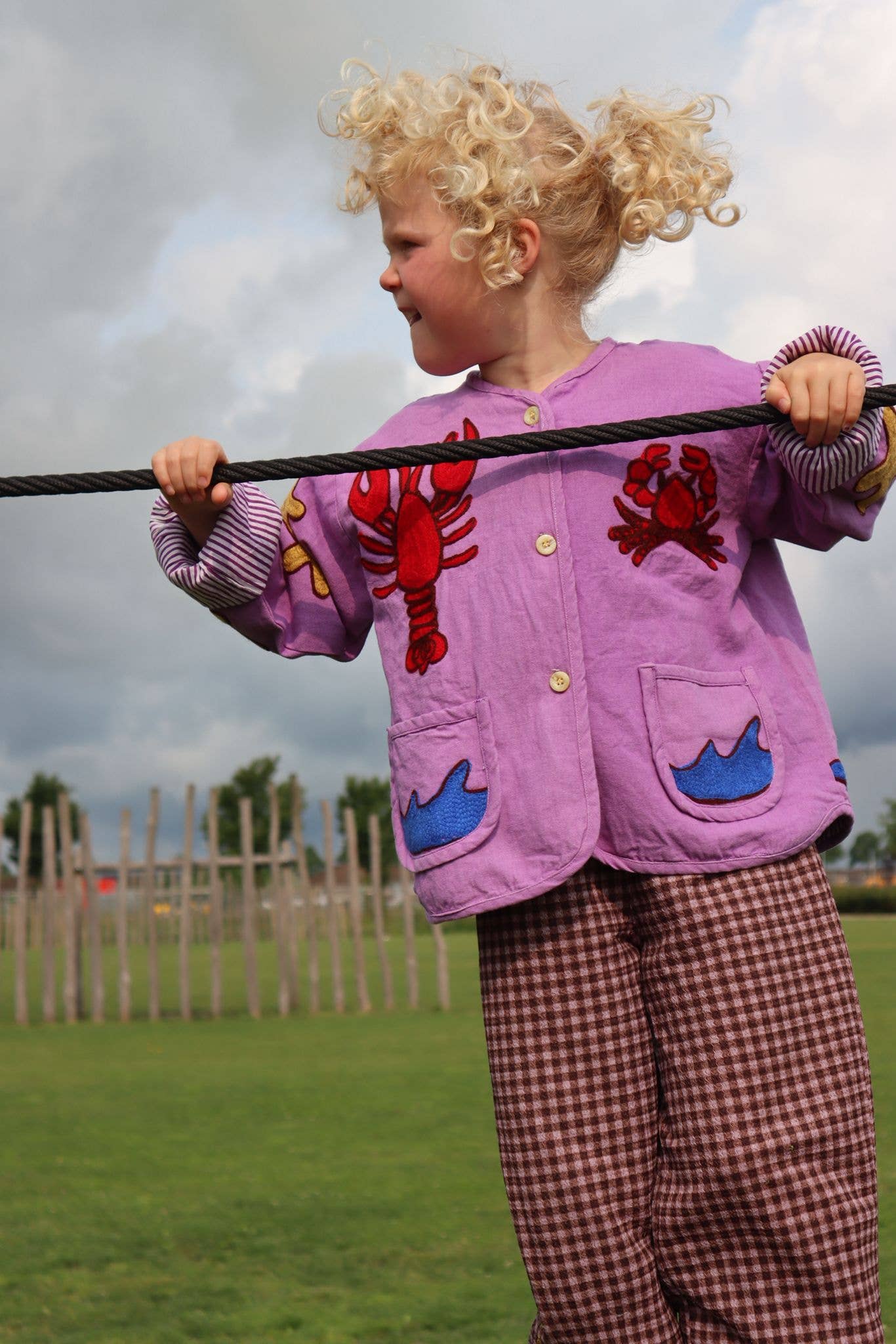 ToutVintage Giacca ricamata in cotone granchio BAMBINI
