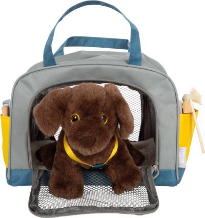 small foot Cucciolo di cane con borsa e kit toelettatura | gioco di ruolo | giocattolo in legno