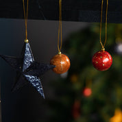 Kinta Cappuccio per pallina di Natale a righe con oro 3 cm: Bianco