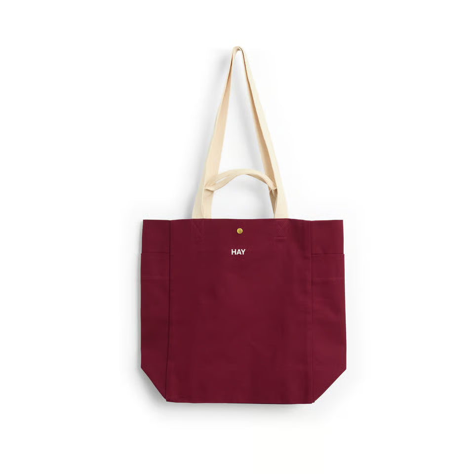 Hay borsa tote media borgogna