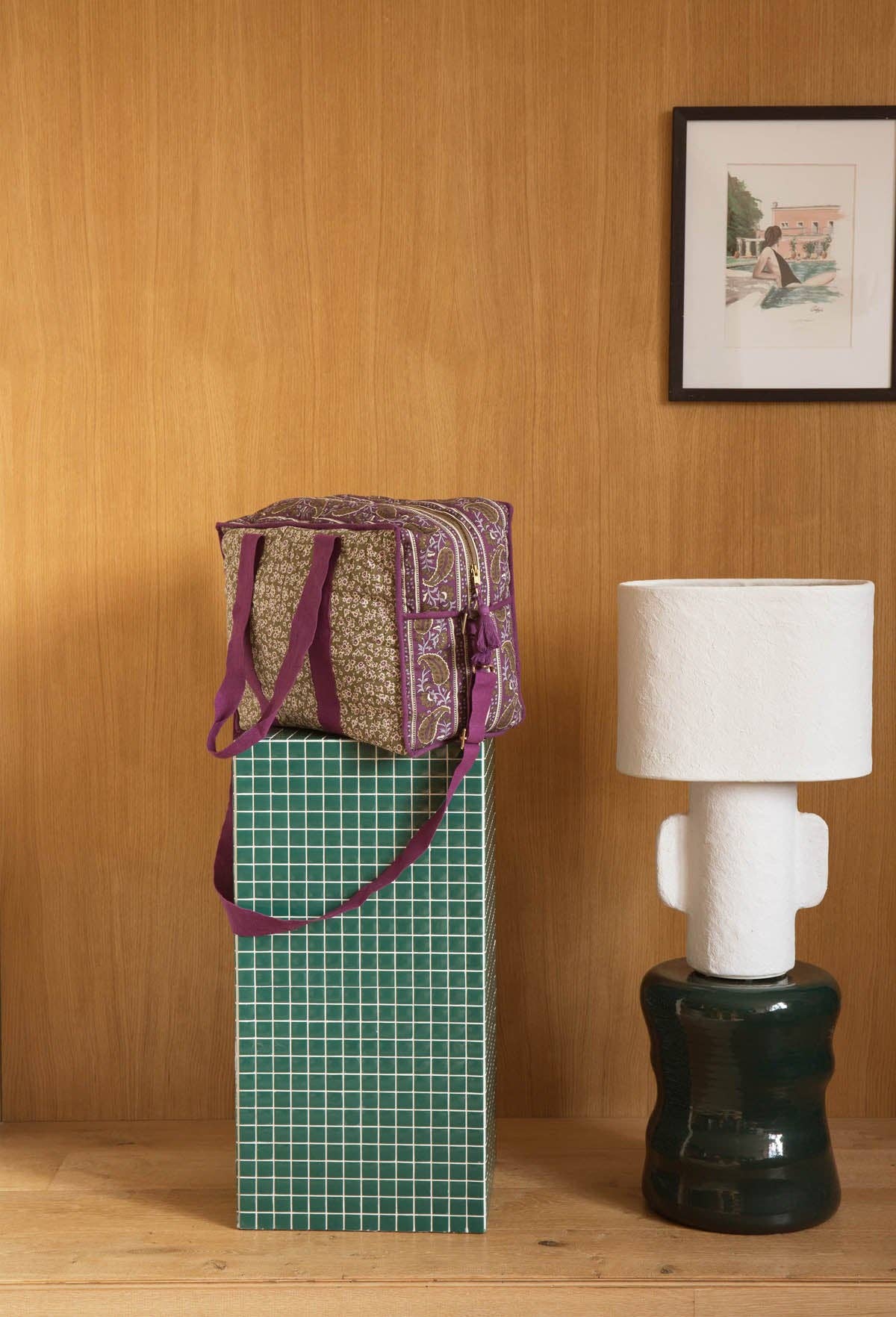 Louise Misha Borsa da viaggio Lilio 36 ore - fiori - kaki e viola: Sogni di Fresia Kaki / VOI