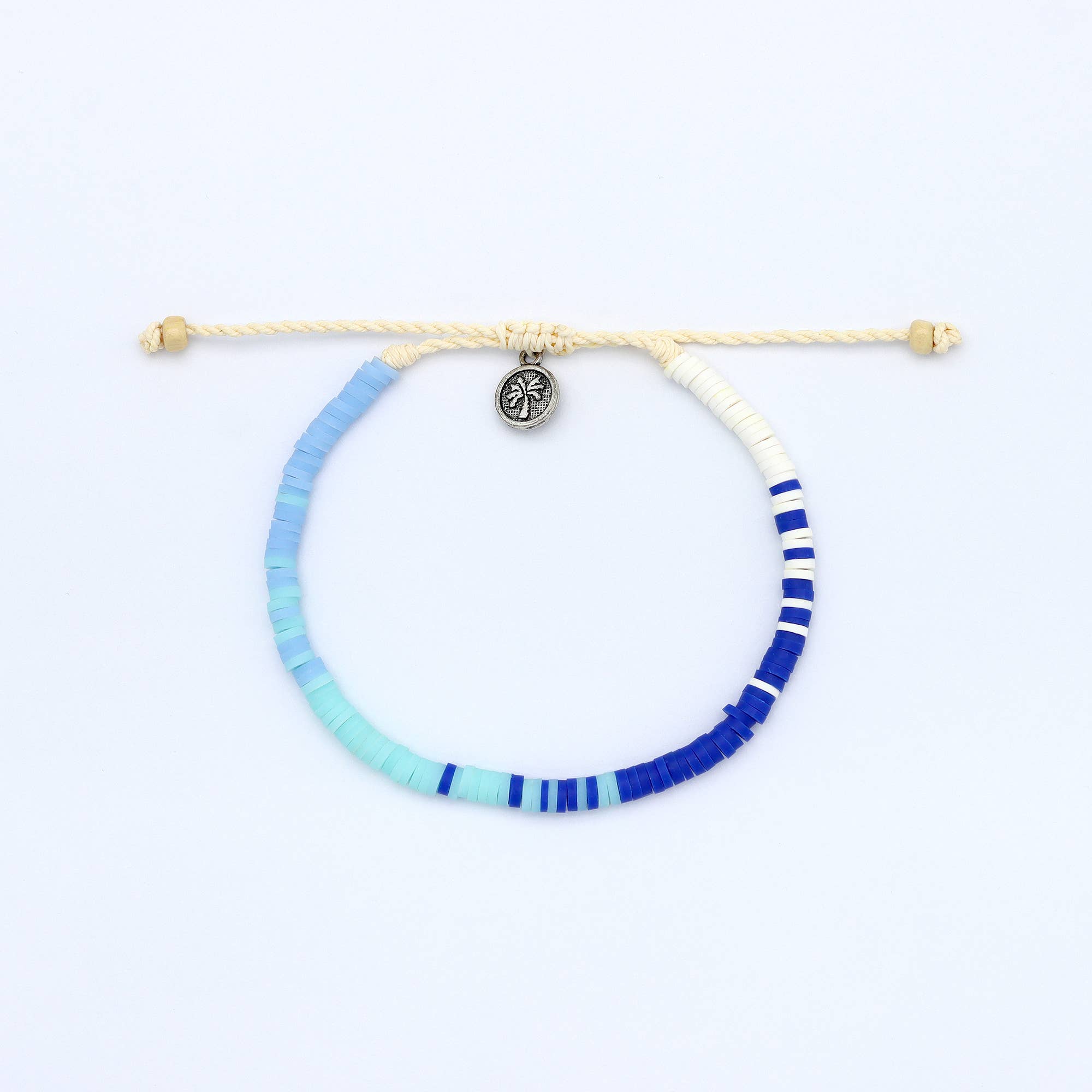 Pineapple Island Braccialetto in Argilla Blu con Perline, Braccialetto Regolabile di Koh Surf: Blu & Bianco