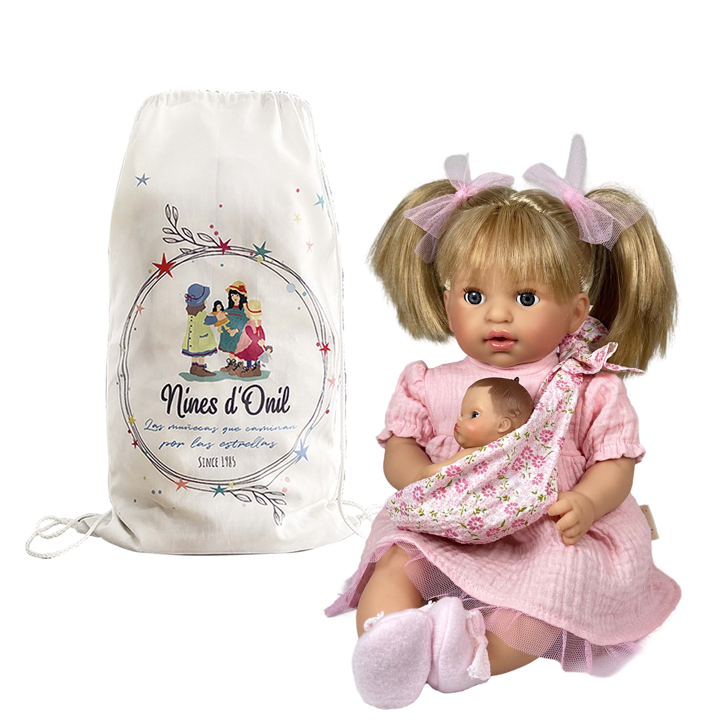 Nines Artesanals d'Onil Dolls BAMBOLA ALEX CON BAMBINO ROSA: CUSTODIA
