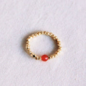Bazou Anello elastico con pietra naturale - arancione
