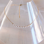 Bazou Collana in acciaio inossidabile con mini perle e perline - oro