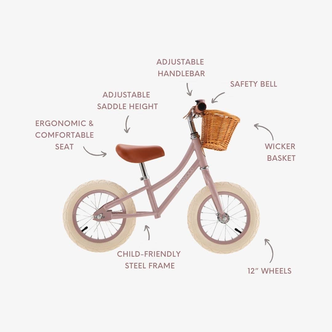 BANWOOD BICICLETTA SENZA PEDALI FIRST GO VINTAGE - ROSA POLVERE