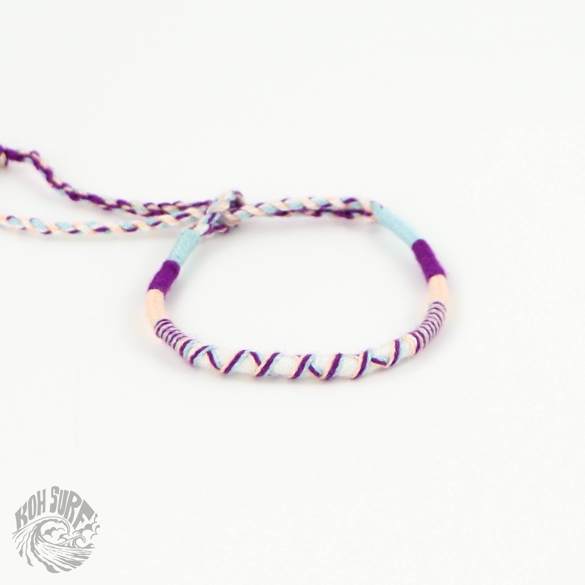 Pineapple Island Bracciale in cotone intrecciato a mano di Koh Surf: Pesca e rosa