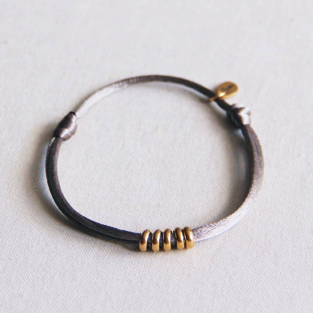 Bazou Bracciale Raso Con Anelli - Tortora/Oro