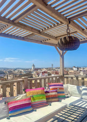 SOUK in the CITY Cuscini MOUIRA Multi Stripe & Pompom - 50/50