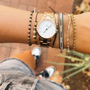 Bazou Bracciale in acciaio con perline «Small» - oro