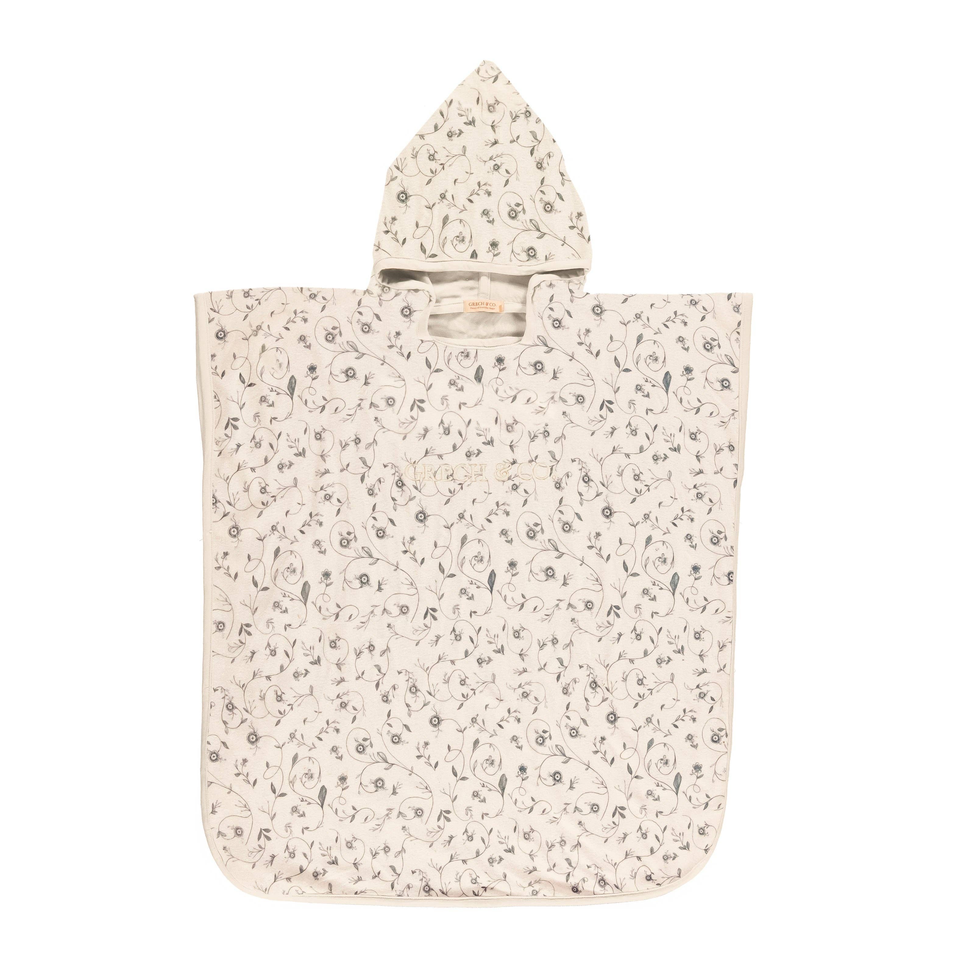 GRECH & CO Poncho Asciugamano da Bagno | Cotone Organico - Scandi Floral