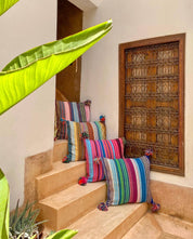 SOUK in the CITY Cuscini MOUIRA Multi Stripe & Pompom - 50/50