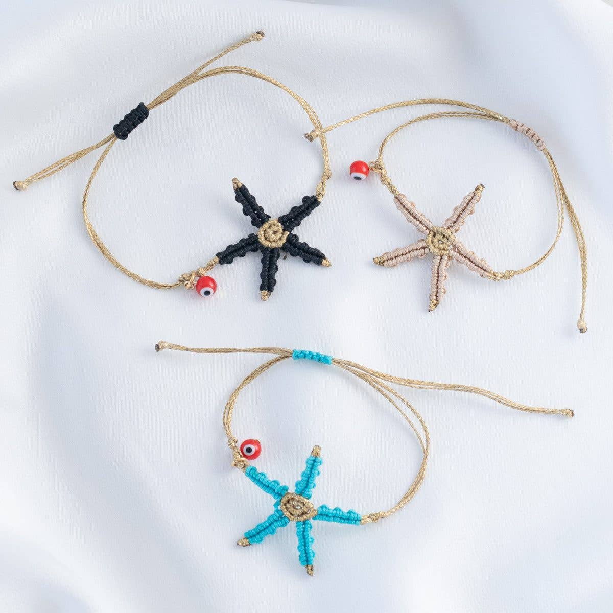 Goupi Lab Braccialetti in macramé con stella marina: Nero