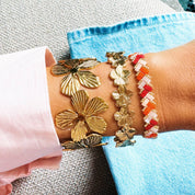Bazou Bracciale XL con fiori - oro