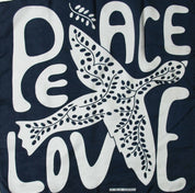 Les Belles Vagabondes Mini foulard Peace and Love in seta marina navy