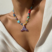 Goupi Lab Collana colorata con perline a forma di coda di sirena gialla o rosa: Yellow