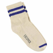 ESCUYER Calzini alla caviglia a righe da donna - Ecru / Blu brillante: EU 36/41 UK 3.5/7 US 6/9.5