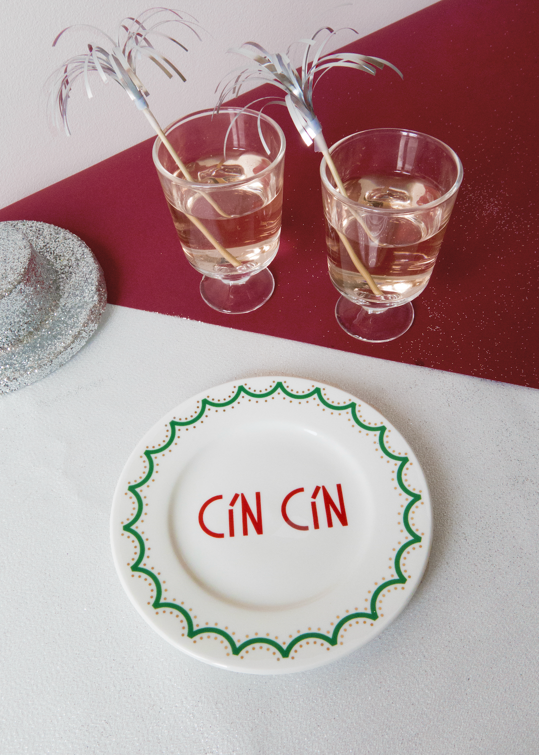 ilaria.i CIN CIN - Piatto in porcellana regalo perfetto per il Natale