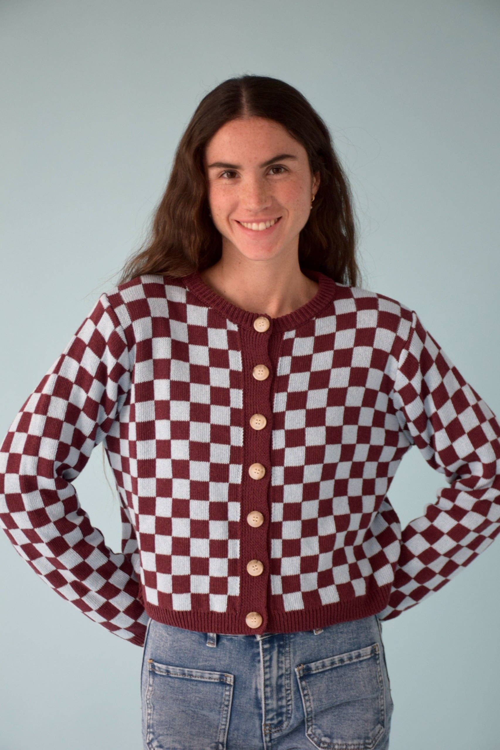 MindTraveler Cardigan Martina Borgogna e Celeste