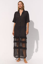 MARYAN MEHLHORN VESTITO NERO SETA
