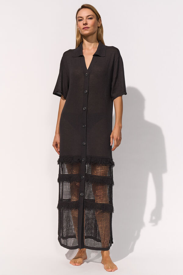 MARYAN MEHLHORN VESTITO NERO SETA